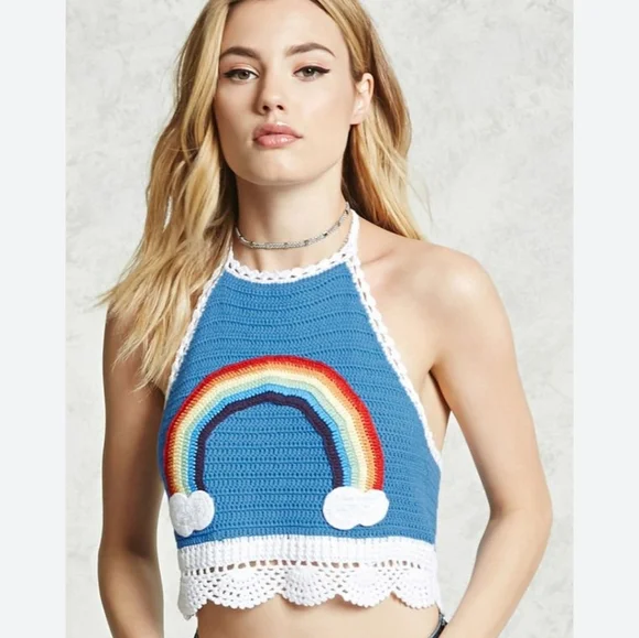 Forever 21 Tops Forever Rainbow Crochet Halter Poshmark